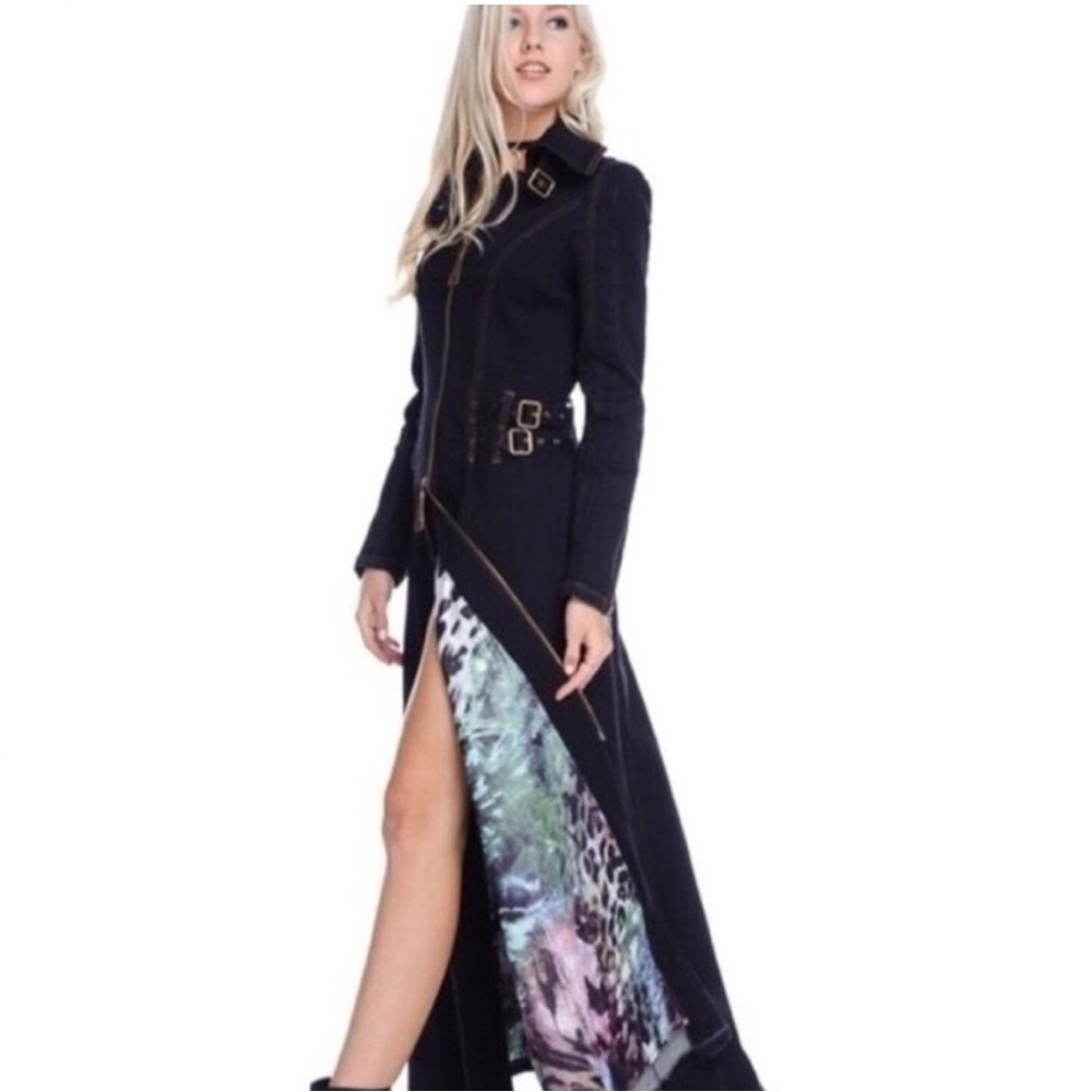 TOV Los Angeles Denim Trench Coat (Black-44) - Picture 3 of 8